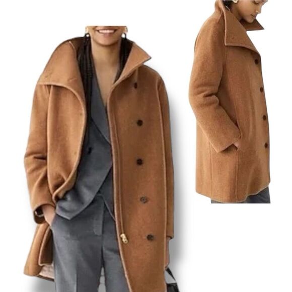 J Crew Coat 16 Brown Wool Blend Nello Gori Villa Italian Stadium‎ Cloth Camel - Picture 1 of 14